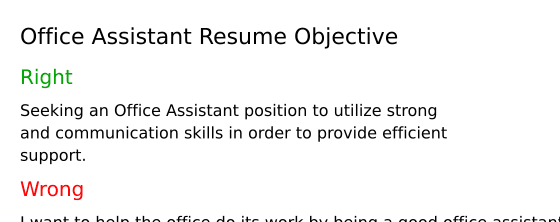 resume objective statements office assistant