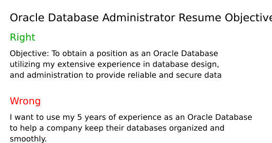 Oracle Database Administrator Resume Objective Example