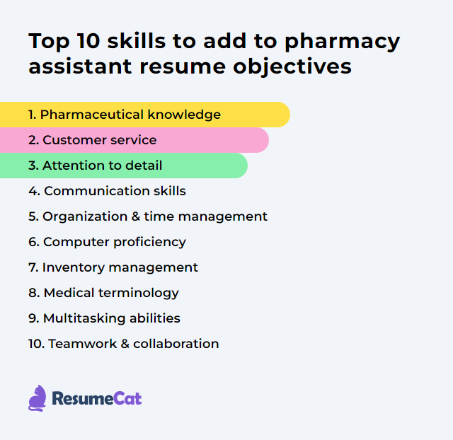 Top 10 skills to add to pharmacy assistant resume objectives