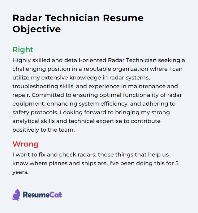 Radar Technician Resume Objective Example