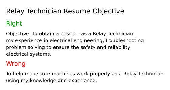 Top 18 Relay Technician Resume Objective Examples