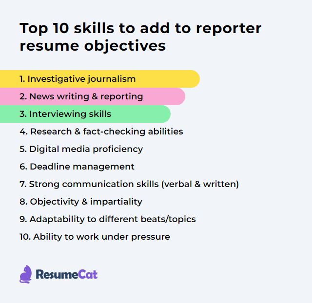 Top 16 Reporter Resume Objective - Reporter Skills SEIqh 