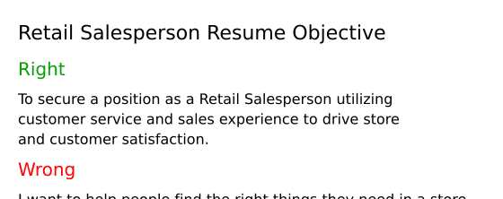 Top 17 Retail Salesperson Resume Objective Examples