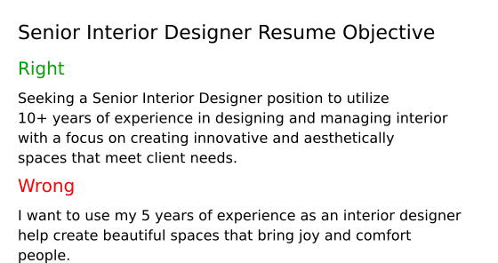 Top 17 Senior Interior Designer Resume Objective Examples