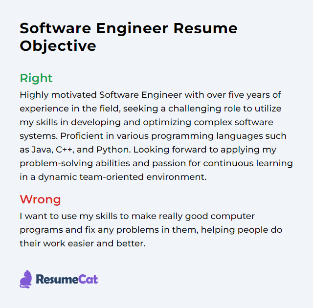 Software Engineer Resume Objective Example