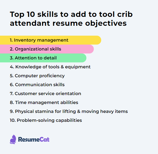 Top 17 Tool Crib Attendant Resume Objective Examples