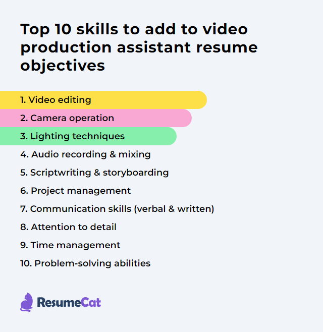 Top 18 Video Production Assistant Resume Objective Examples