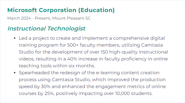 How to Display Camtasia Studio Skills on Your Resume