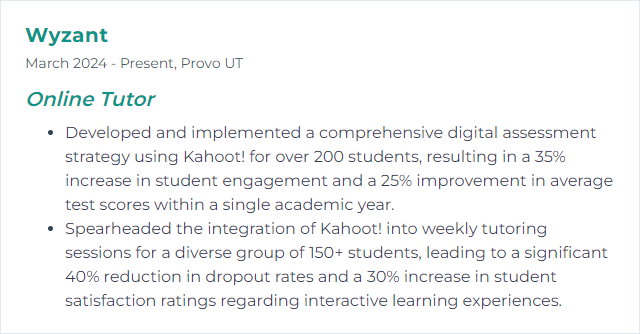 How to Display Digital assessment (Kahoot!) Skills on Your Resume