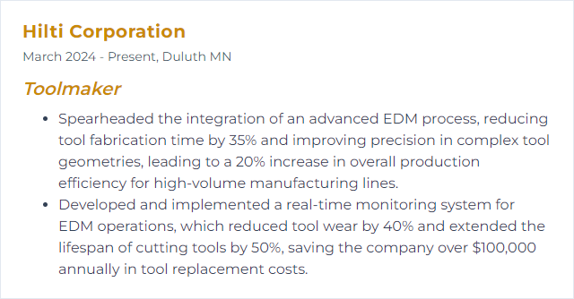 How to Display EDM (Electrical Discharge Machining) Skills on Your Resume