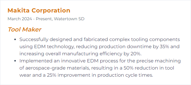 How to Display EDM (Electrical Discharge Machining) Skills on Your Resume
