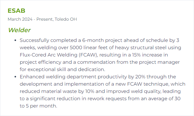 How to Display Flux-Cored Arc Skills on Your Resume