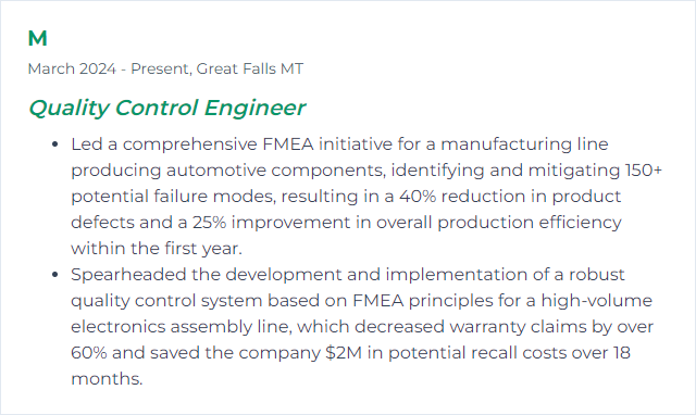 How to Display FMEA (Failure Mode and Effects Analysis) Skills on Your Resume