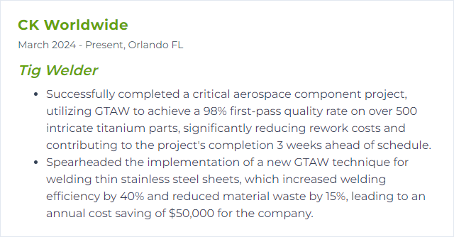 How to Display GTAW (Gas Tungsten Arc Welding) Skills on Your Resume