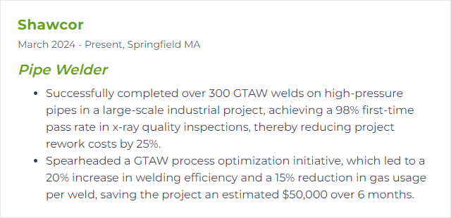 How to Display GTAW (Gas Tungsten Arc Welding) Skills on Your Resume