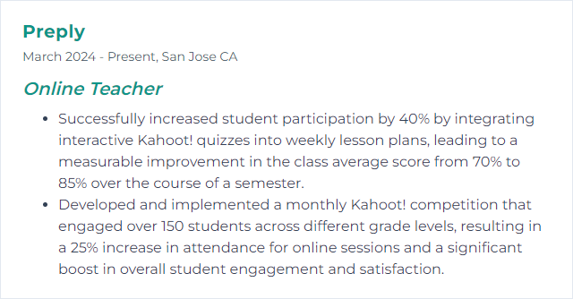 How to Display Kahoot! engagement Skills on Your Resume