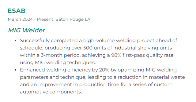 How to Display Metal Inert Gas (MIG) Skills on Your Resume