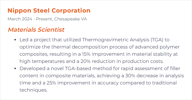 How to Display Thermogravimetric Analysis (TGA) Skills on Your Resume