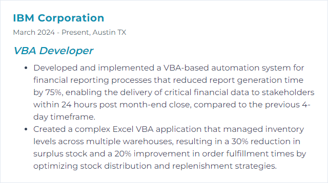 How to Display VBA Programming Skills on Your Resume