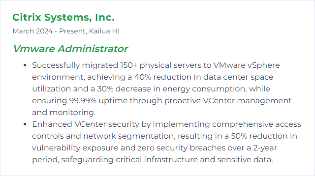 How to Display VCenter Skills on Your Resume