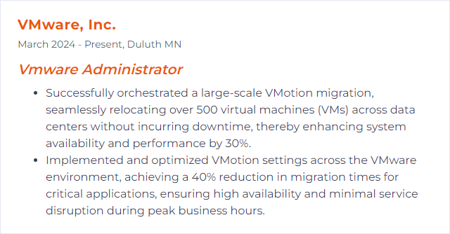 How to Display VMotion Skills on Your Resume