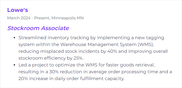 How to Display WMS (Warehouse Management System) Skills on Your Resume