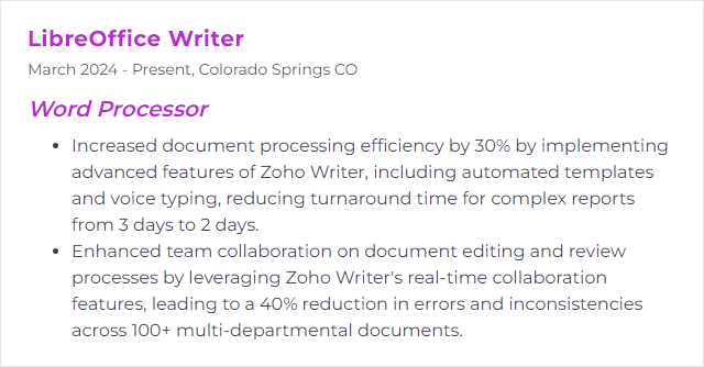 How to Display Zoho Writer Skills on Your Resume