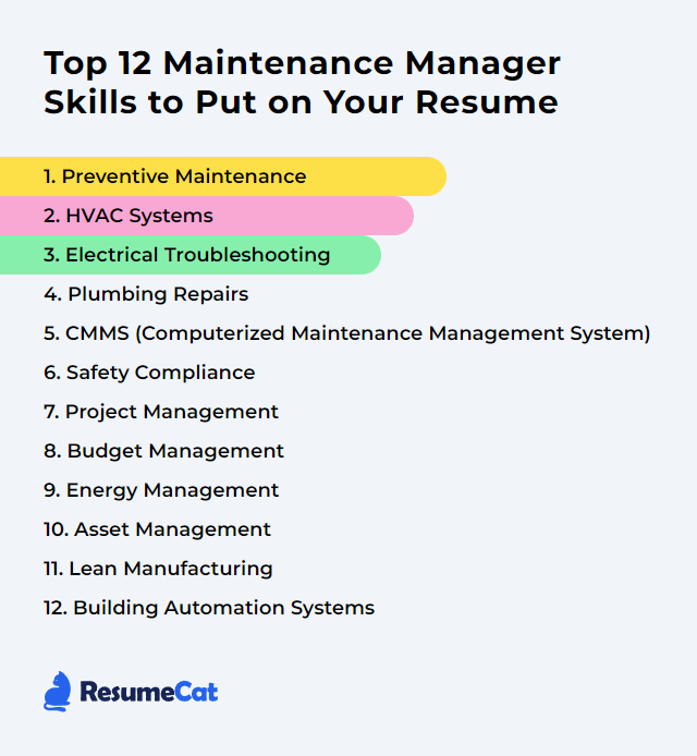 Top 12 Maintenance Manager Skills to Put on Your Resume