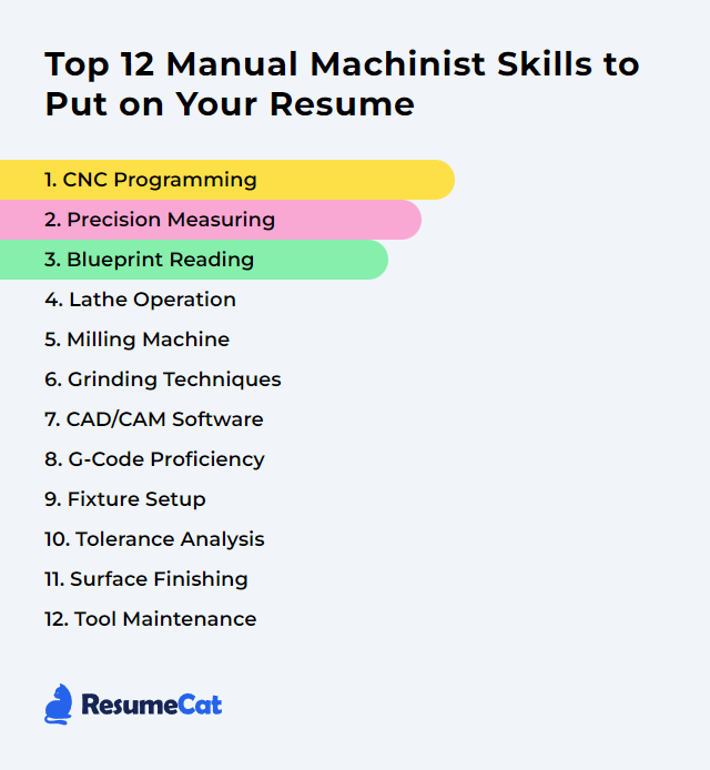 Top 12 Manual Machinist Skills to Put on Your Resume