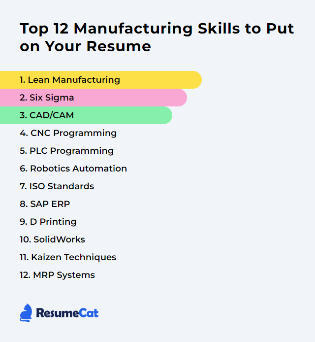 Top 12 Manufacturing Skills to Put on Your Resume