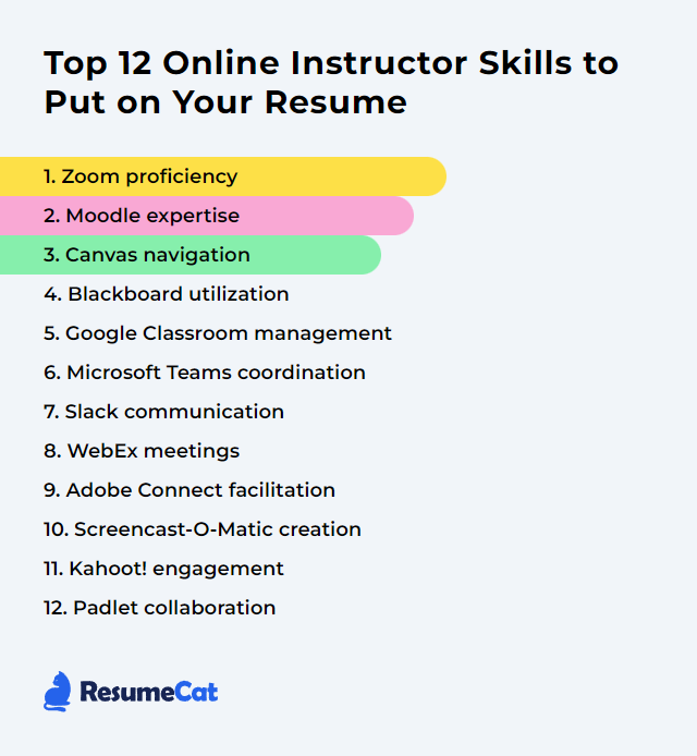 Top 12 Online Instructor Skills to Put on Your Resume