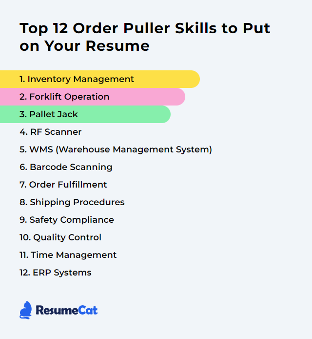 Top 12 Order Puller Skills to Put on Your Resume