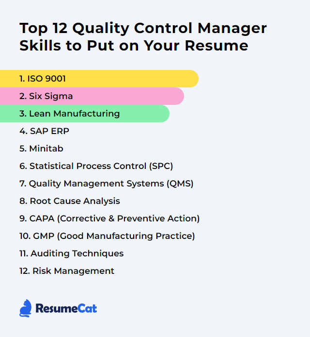 Top 12 Quality Control Manager Skills to Put on Your Resume