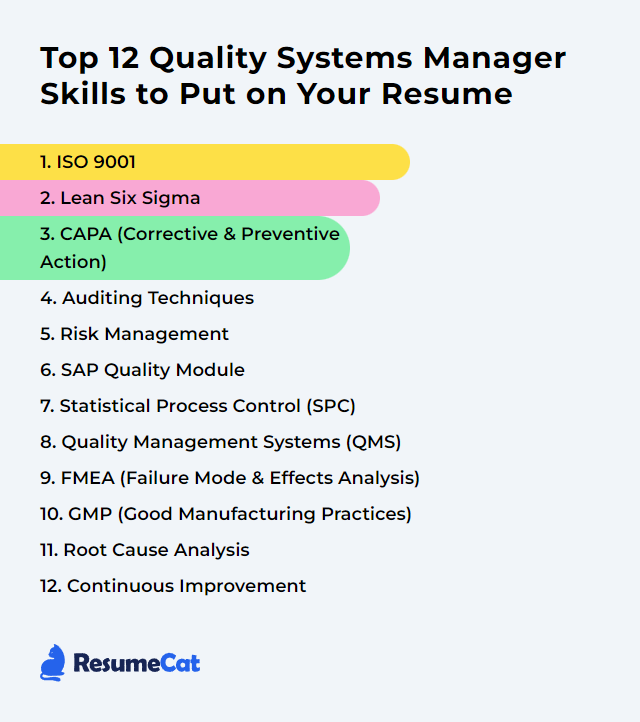 Top 12 Quality Systems Manager Skills to Put on Your Resume