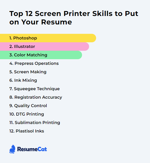 Top 12 Screen Printer Skills to Put on Your Resume