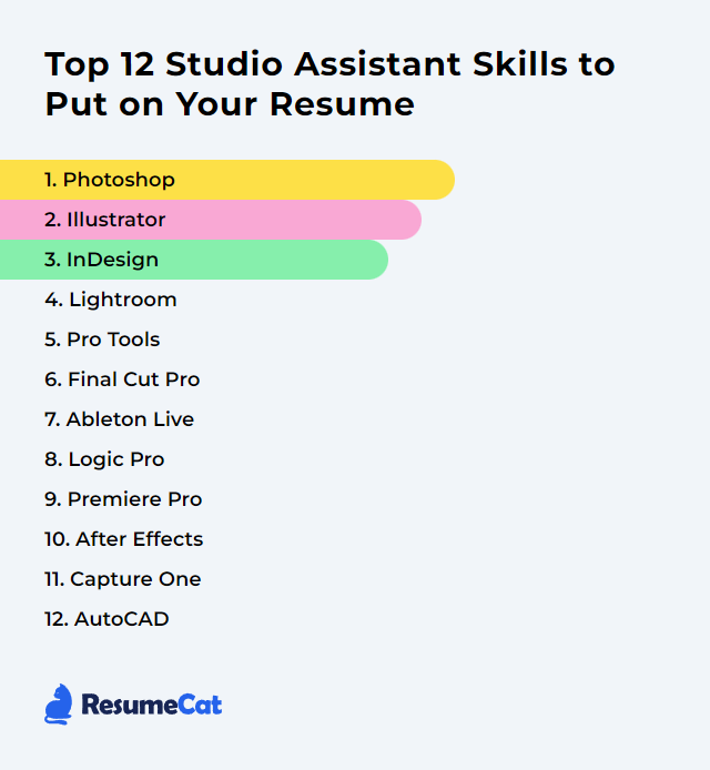 Top 12 Studio Assistant Skills to Put on Your Resume